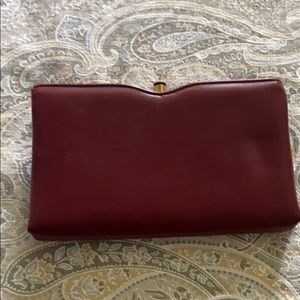 Sophisticated Vintage Clutch Burgundy Leather